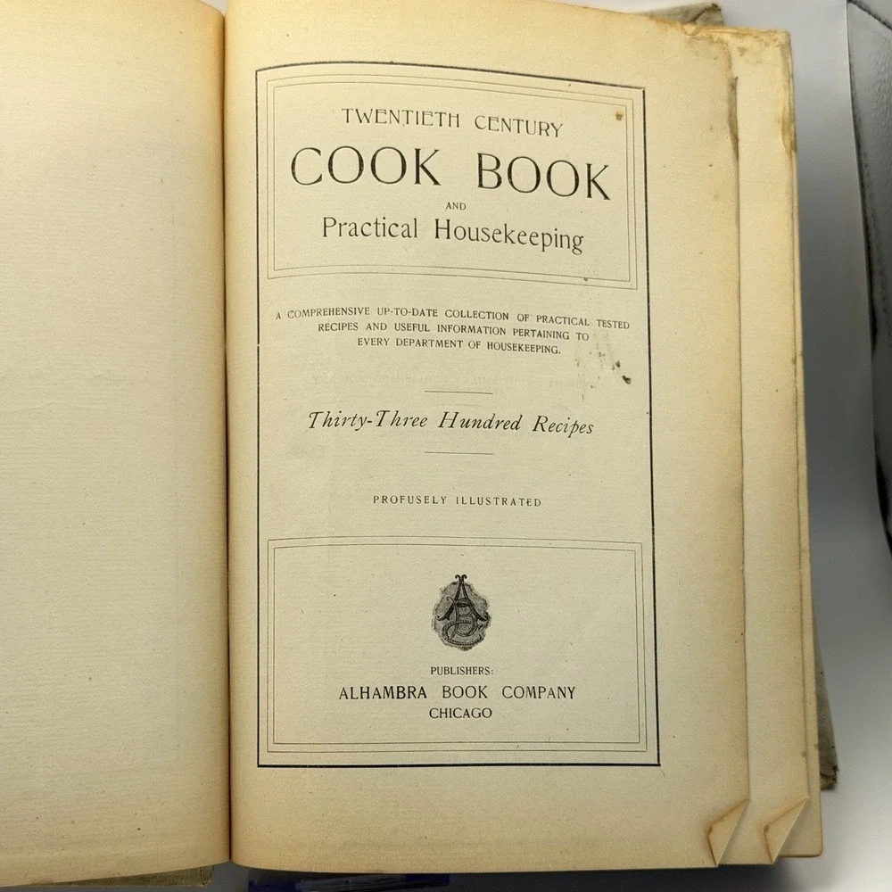 Antique 1900 Cookbook Twentieth Century Cook Book And Practical Housekeeping HC